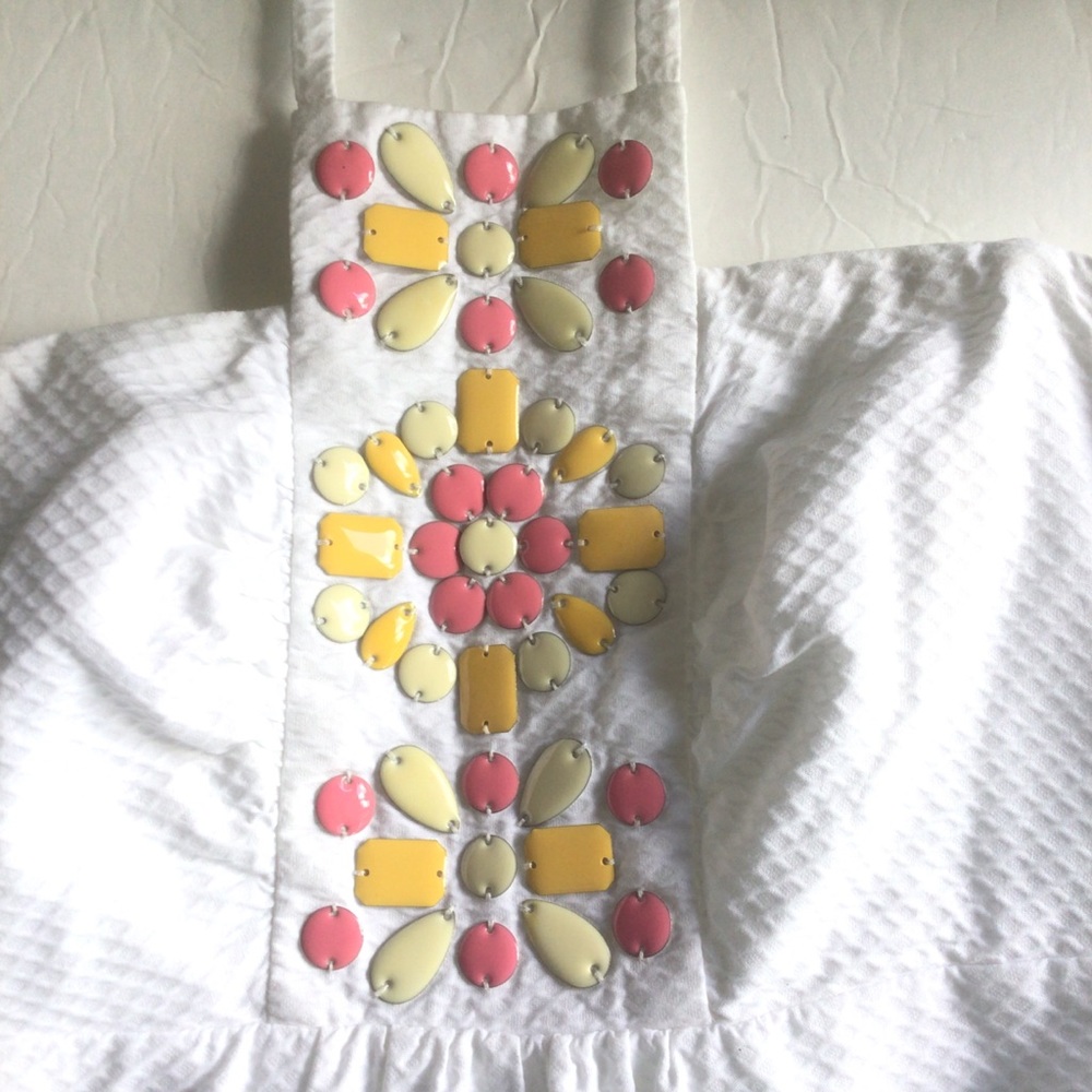 LILLY PULITZER WHITE COTTON EMBELLISHED HALTER DRESS SIZE 8 - Picture 8 of 16
